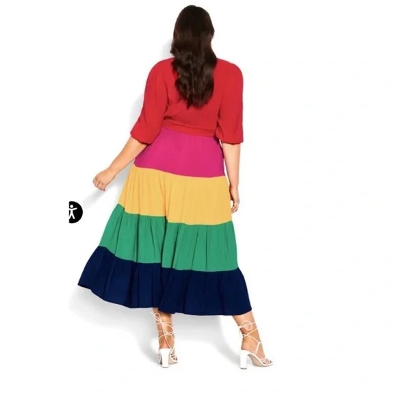 City Chic Color Block Multi Willow Tiered Maxi Dress Size XXL (24) NWT - Picture 12 of 12
